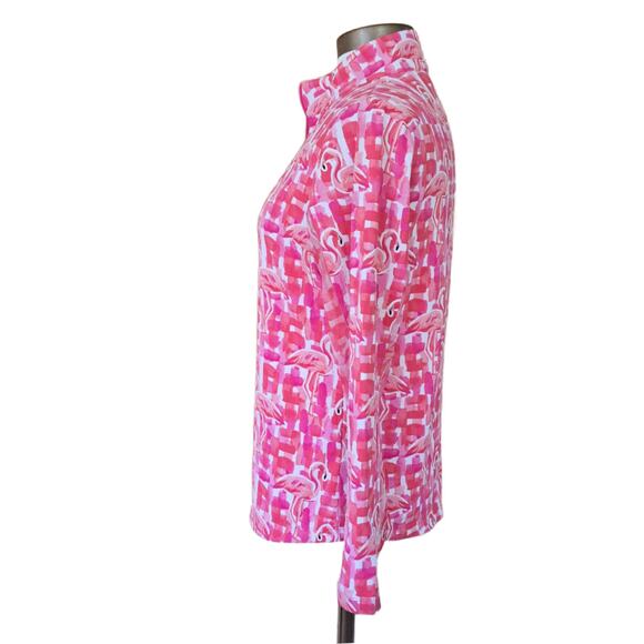 IBKUL Elsa Flamingo Hot Pink/ Coral Long Sleeve Zip Mock SPF 50 Medium - Picture 4 of 9